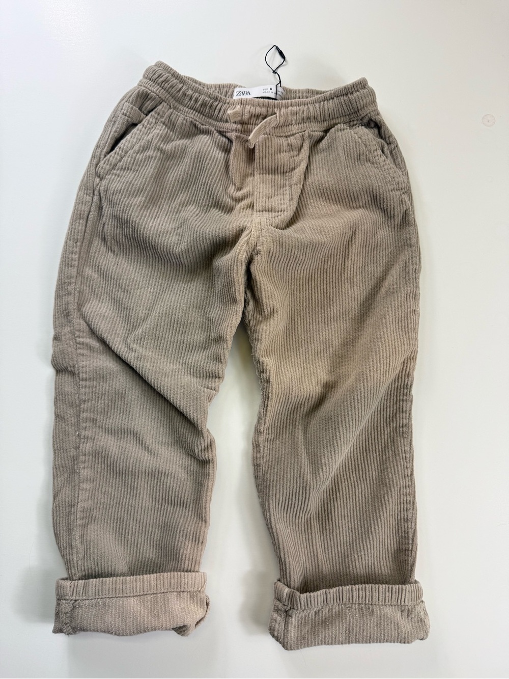 Zara Kids Corduroy Joggers in Light Tan